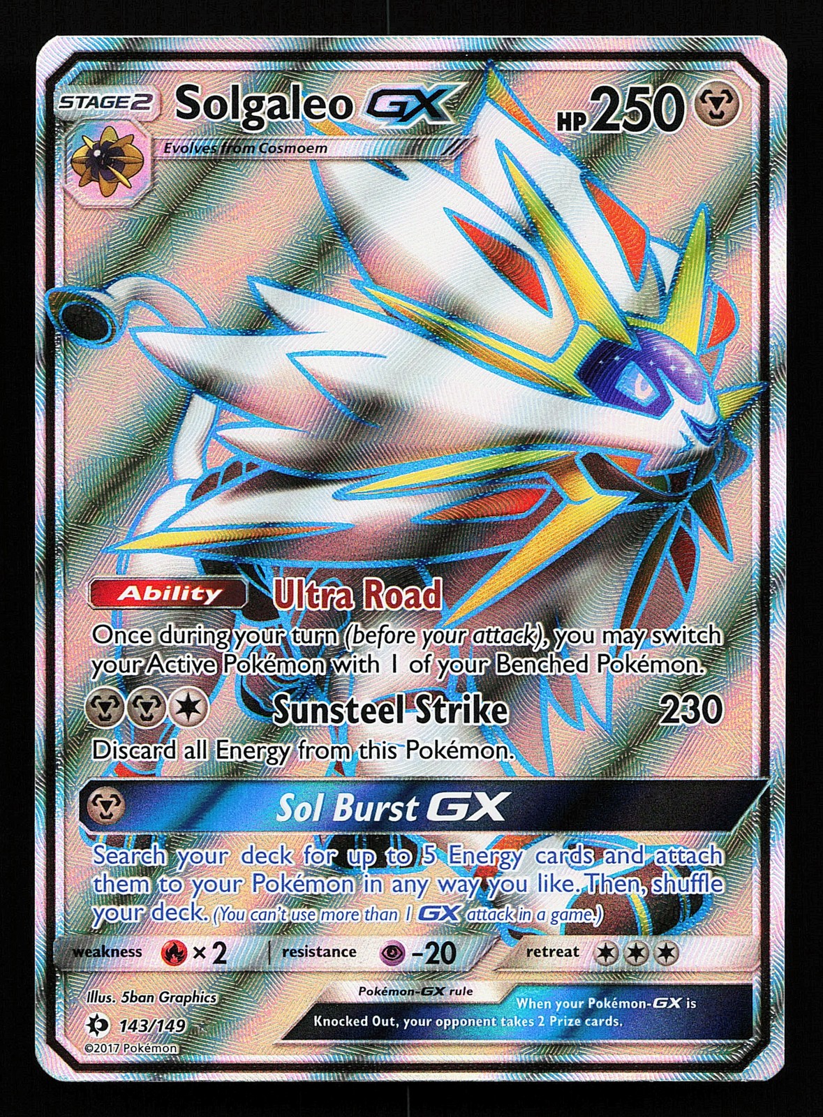 Solgaleo GX 143/149 Ultra Rare Sun & Moon Base Pokémon Card