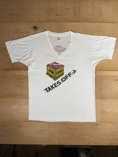 Vintage T Shirt 70s Aboitiz Air Cargo Graphic Tee V Neck Thin White Glam Punk L