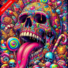 DIY Skull Diamond Art Kits for Adults, Painting 14x14 inches, QY096