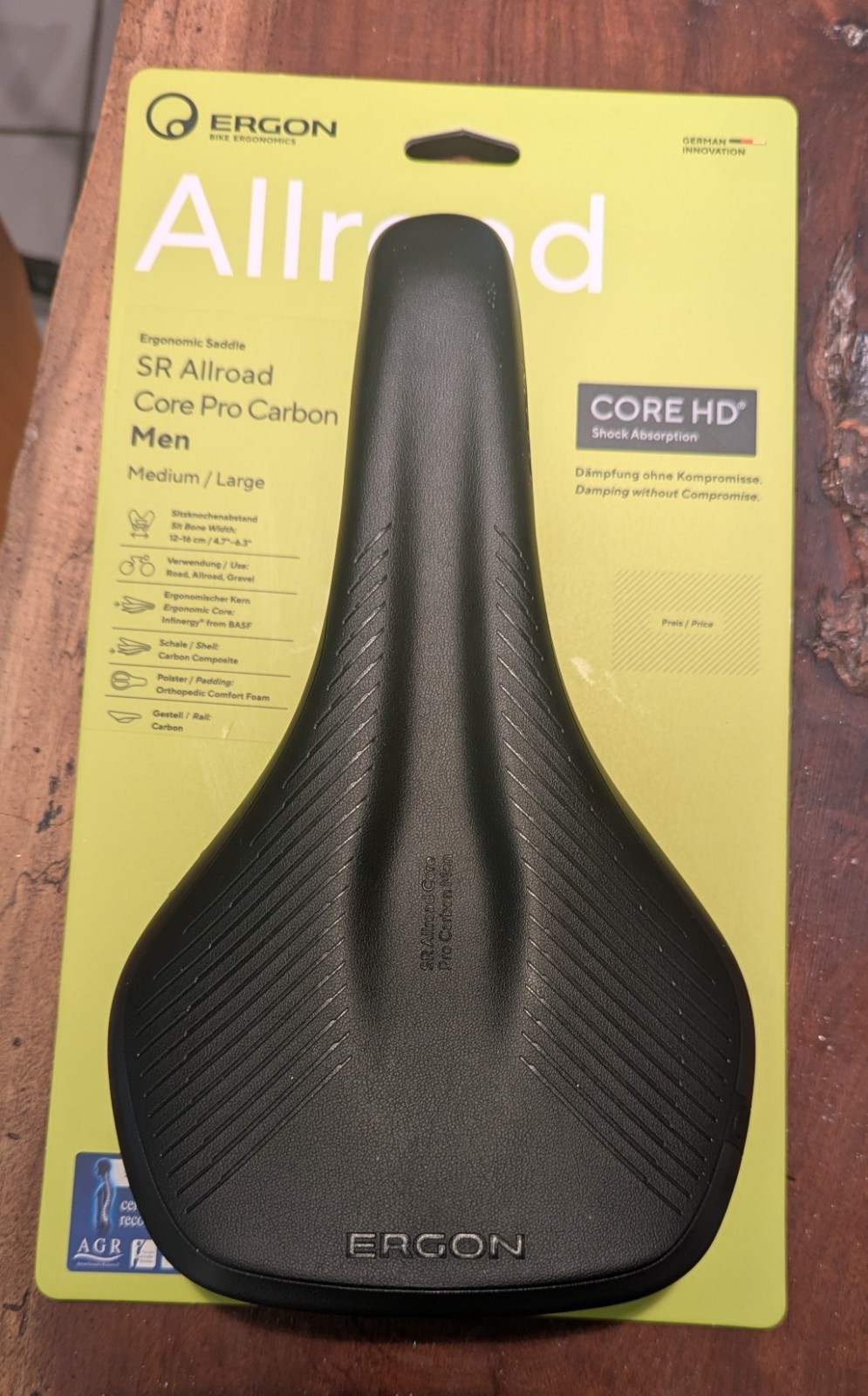 Ergon SR Allroad Core Pro Men Bicycle Saddle - M/L Black Lightly carbon rail 