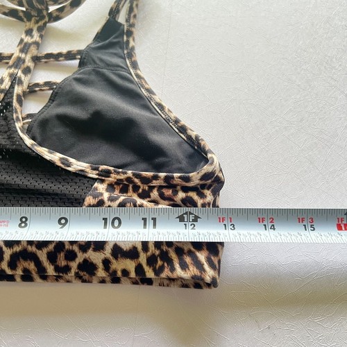 ZYIA Active Leopard Print Grid Sports Bra Medium Women's Racerback EUC - Picture 3 of 11