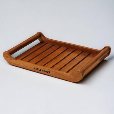 Large Teak Wood Serving Tray for Home, Kitchen, Breakfast, Restaurant, Office...