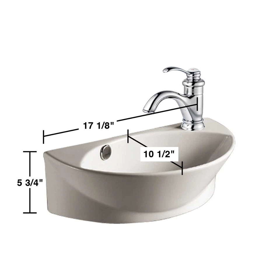 White Ceramic Wall Mount Bathroom Sink Oval Shaped Renovators Supply - Image 3 of 4