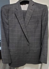 Brooks Brothers Men's Fitzgerald Fit Grey Plaid 2 Button Suit Size 44 Regular