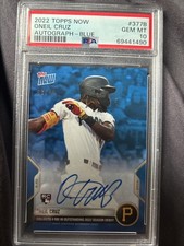 ONEIL CRUZ * PSA 10 * BLUE /49 * w/ ON-CARD AUTO 2022 TOPPS NOW ROOKIE #377B RC