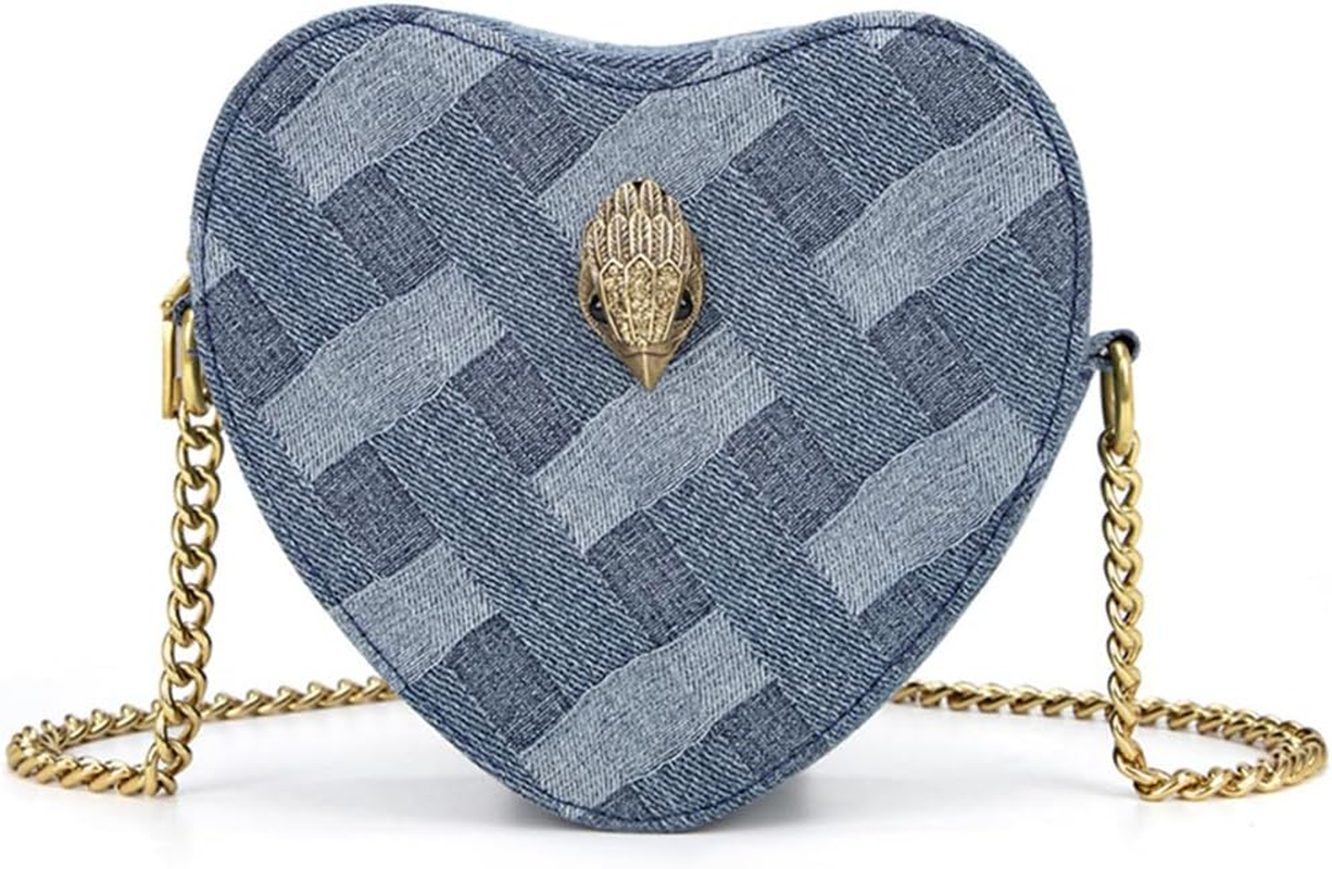 Rainbow Stripe Heart Shaped Purse for Women Crossbody Bag Metallic PU Leather Sh