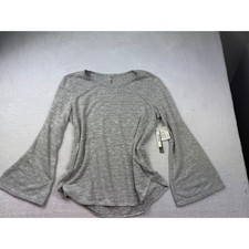 Silverwear Lifestyle Womens Grey Space Dye Bell Sleeve Knit Top Made in USA L