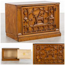 Antica chiesa neogotica legno intagliato agnus degli Abernacolo arte religiosa