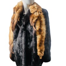 Vtg 4 Pelt Real Mink Fur Collar Stole Scarf Wrap Mahogany Brown Boa Full Body