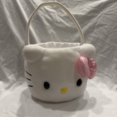 Hello Kitty Plush Easter Basket 2014 Sanrio Pink Bow White Soft Candy Bucket