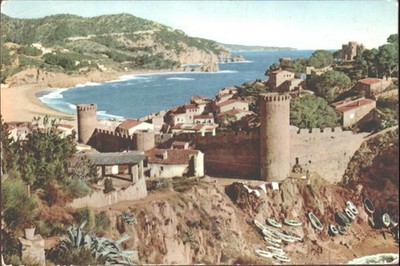 Tossa de Mar Costa Brava Spanien Vintage Postkarte Vila Vella Schloss Strand