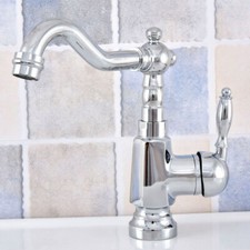 Polished Chrome Bathroom Sink Faucet Single Handle Swivel Spout Water Tap Zsf644