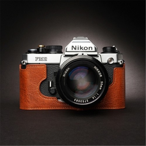 Media funda de cuero hecha a mano para cámara Nikon FM2 FM FE2 FE cubierta protectora retro - Imagen 5 de 17
