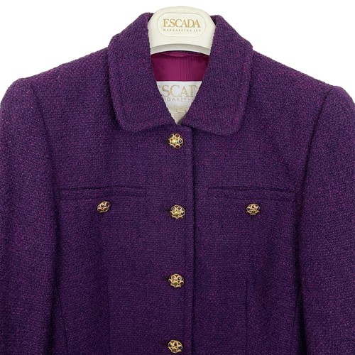 Escada Blazer Size 34 Purple Boucle Wool Nylon Blend Vintage 80s NWT Deadstock - Picture 6 of 7