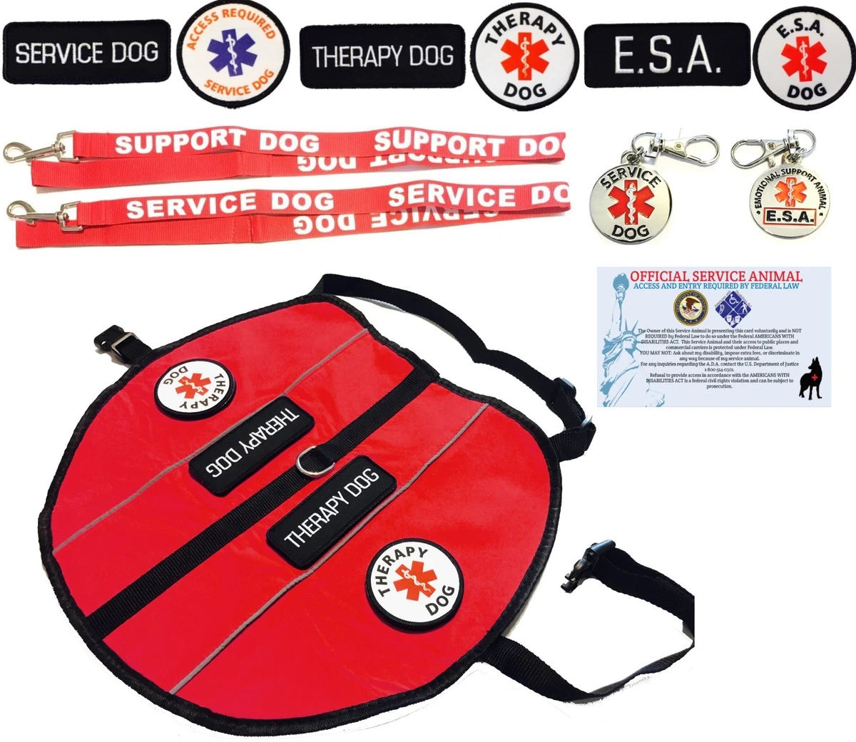 Vest Patches: Service Dog, Therapy, ESA Support Dog, PTSD, ALL ACCESS  CANINE