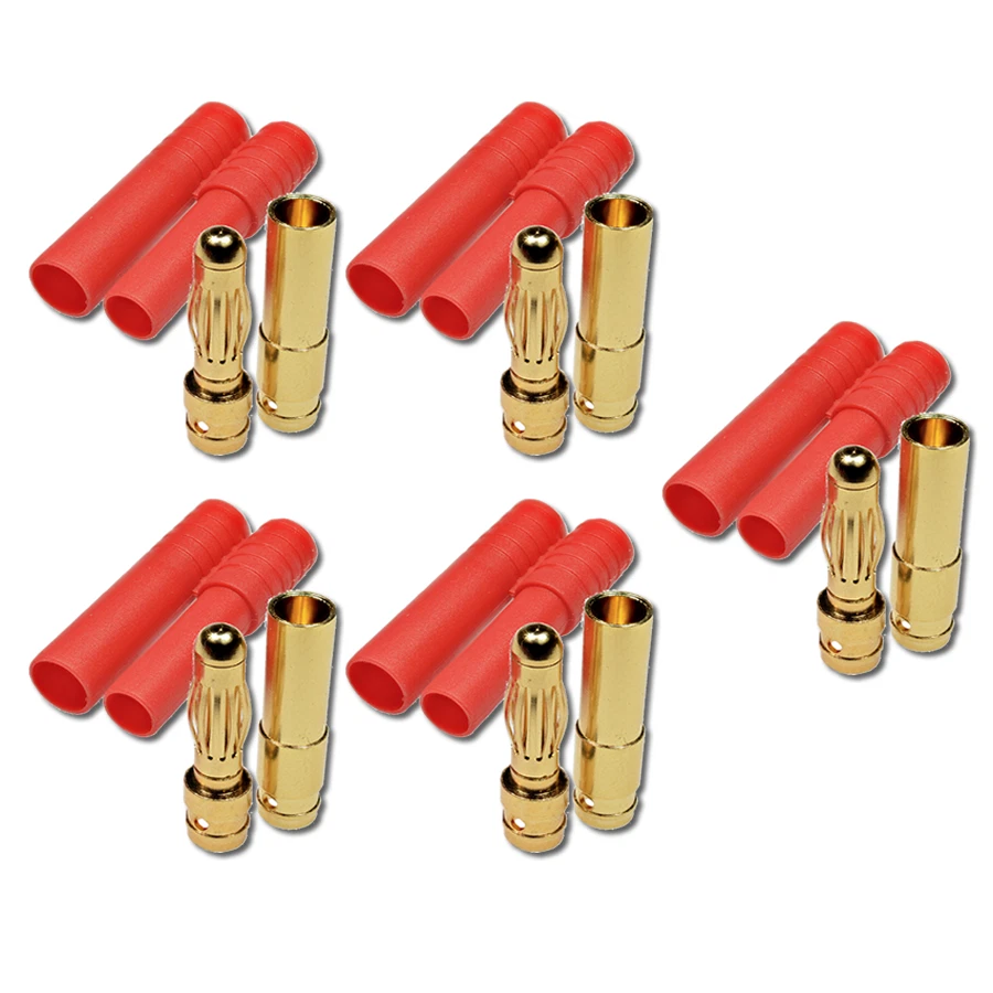 ✅ 5 Stück 4mm 4,0mm 4 mm HXT Stecker Buchse Gehäuse Goldstecker Lipo Akku 93A RC