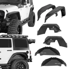 Flat Tube Fender Flares Inner Liners Wheel Well For 2007-2018 Jeep Wrangler JK