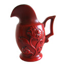 Vintage RARE Royal Haeger red ceramic floral black interior pitcher/vase #8145 — photo 2