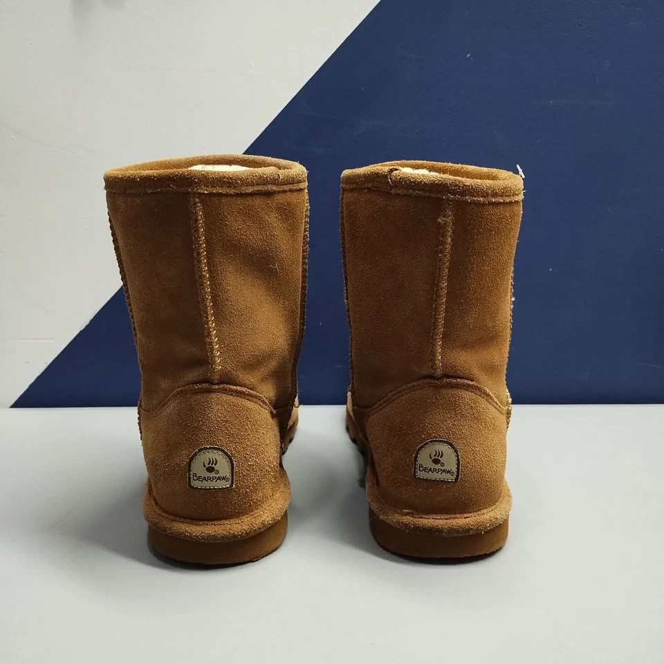 Bearpaw Winter Snow Boot Youth Size 6 Brown Suede Logo Faux Fur Lined Round Toe - Image 4 of 4
