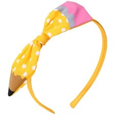 Back To School Headband Cute Yellow Pencil for Girls Bow