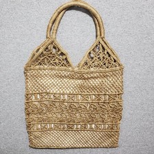 Vtg Macram  Beige Bag Handbag