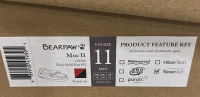 New BEARPAW Men Moc II Black Multi Red Plaid Slip On Slipper  display picture 3