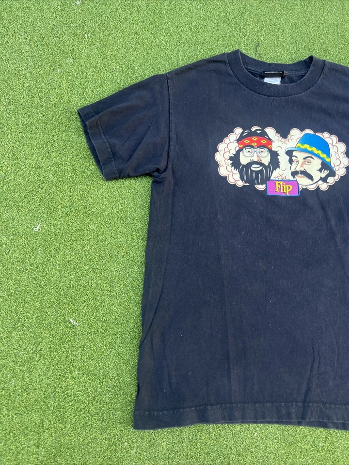 Vintage Flip Skateboards Cheech and Chong T Shirt Cotton TAG! Black Size Small - Image 2 of 4