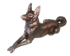 Chien couché  en régule 17x8cm