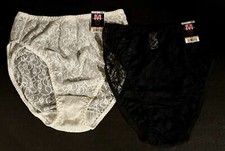  2 Sz 5 MAIDENFORM WHT/BLK Lace PRIVTE AFFAIR Hi Cut Panties 40543 NWT VTG
