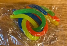 New 4 Slimy Gummy Worm Toys Stretchy Green, Yellow, Blue, Orange Pretend Play