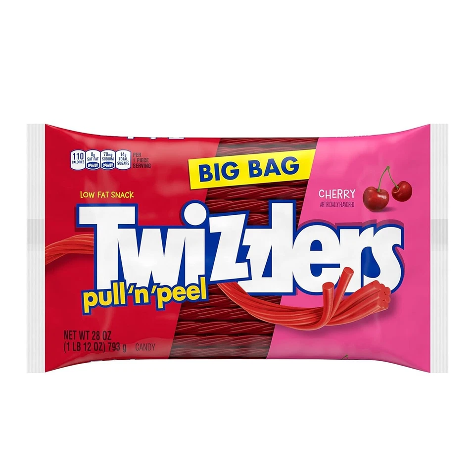 TWIZZLERS PULL N' PEEL Cherry Flavored Chewy Candy, 28 oz, Big Bag NEW - Image 2 of 4