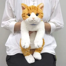 Sun Lemon Knee Cat Plush Toy Doll M Size 47 cm Brown White Japan