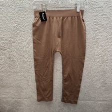 Yelete Leggings Womens Plus One Size Fits Most Brown Sheer Capri Athleisure