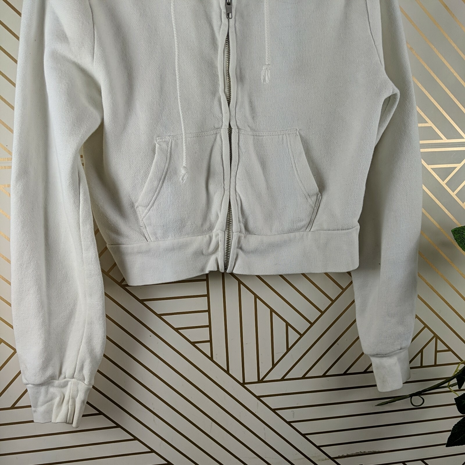 Brandy Melville White Crop Fleece Zip 
