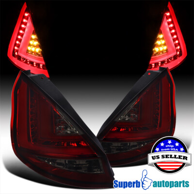 Fits 2014-2019 Ford Fiesta Hatchback Red/Smoke Tail Lights LED Tube Pair Lamps