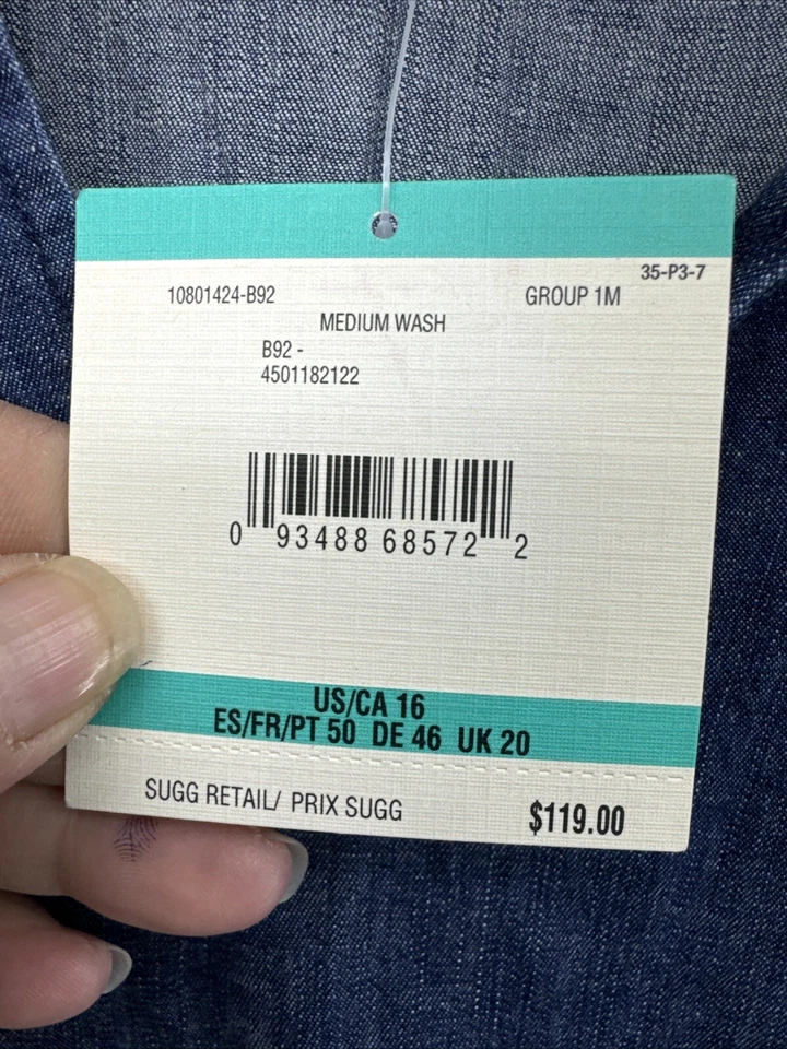 Vestido túnica de mezclilla Anne Klein mangas largas escote en V talla 16 nuevo con etiquetas Foto 4 de 4