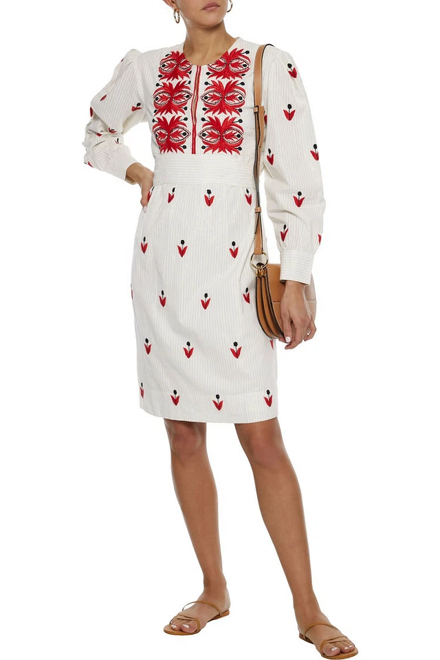 Antik Batik Mexi Embroidered Short Dress Metallic Stripe Dress Size Small / 38 - Image 3 of 4