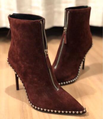 ALEXANDER WANG Eri Studded Suede Women's Short Boots w/Box Size
