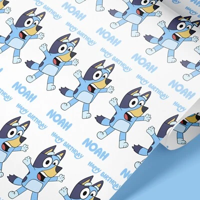 Bluey Personalised Wrapping Paper – Custom Name, Age & Occasion | Kids Gift Wrap