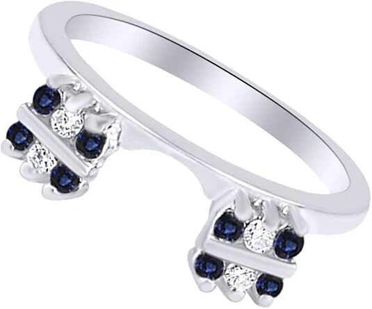 Anillo potenciador protector envolvente de 1/3 quilates zafiro simulado y diamante natural oro de 14 k Foto 3 de 4