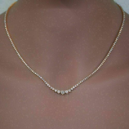 Collana Tennis 20,00 Ct Taglio Tondo Creato in Laboratorio Diamanti Placcati Oro Bianco 14K - Foto 4 di 4