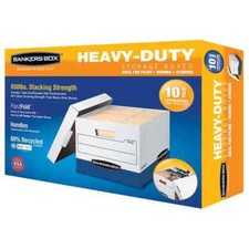 Bankers Box Heavy Duty File/Letter/Legal Storage Box, Tear Resistant 10-pack NEW