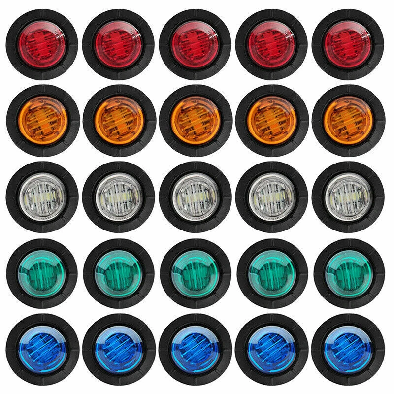 2-30Pcs 12V Car Truck Lorry Round LED Bullet Button Side Mini Marker Lights Lamp - Image 2 of 4