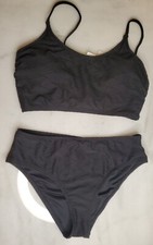 NWT Cupshe Womens Two Piece Swimsuit Size Medium Black Textured