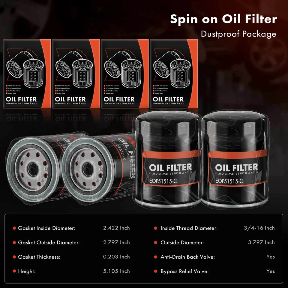 4x Filtro de aceite de motor para CA Alfa Romeo American Motors Aston Martin De Tomaso Foto 2 de 4