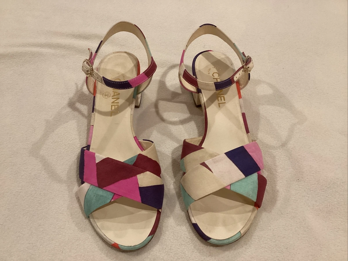 Slingback leather sandals Chanel Multicolour size 41 EU in Leather