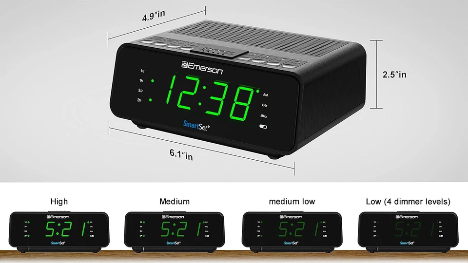 Smartset Alarm Clock Radio with AM/FM Radio, Dimmer, Sleep Timer and .9 - Image 4 of 4