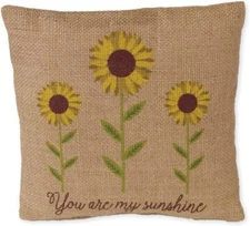 The Country House Collection Small Burlap Pillow (8" x 8") (Sunshine/Flower)