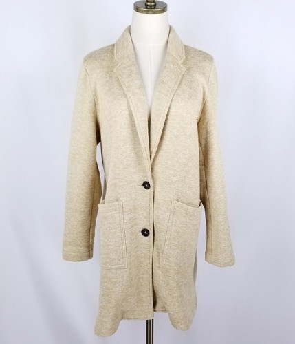 Lands End Knit Blazer Jacket Womens Size L 14/16 Mustard Yellow Button ...