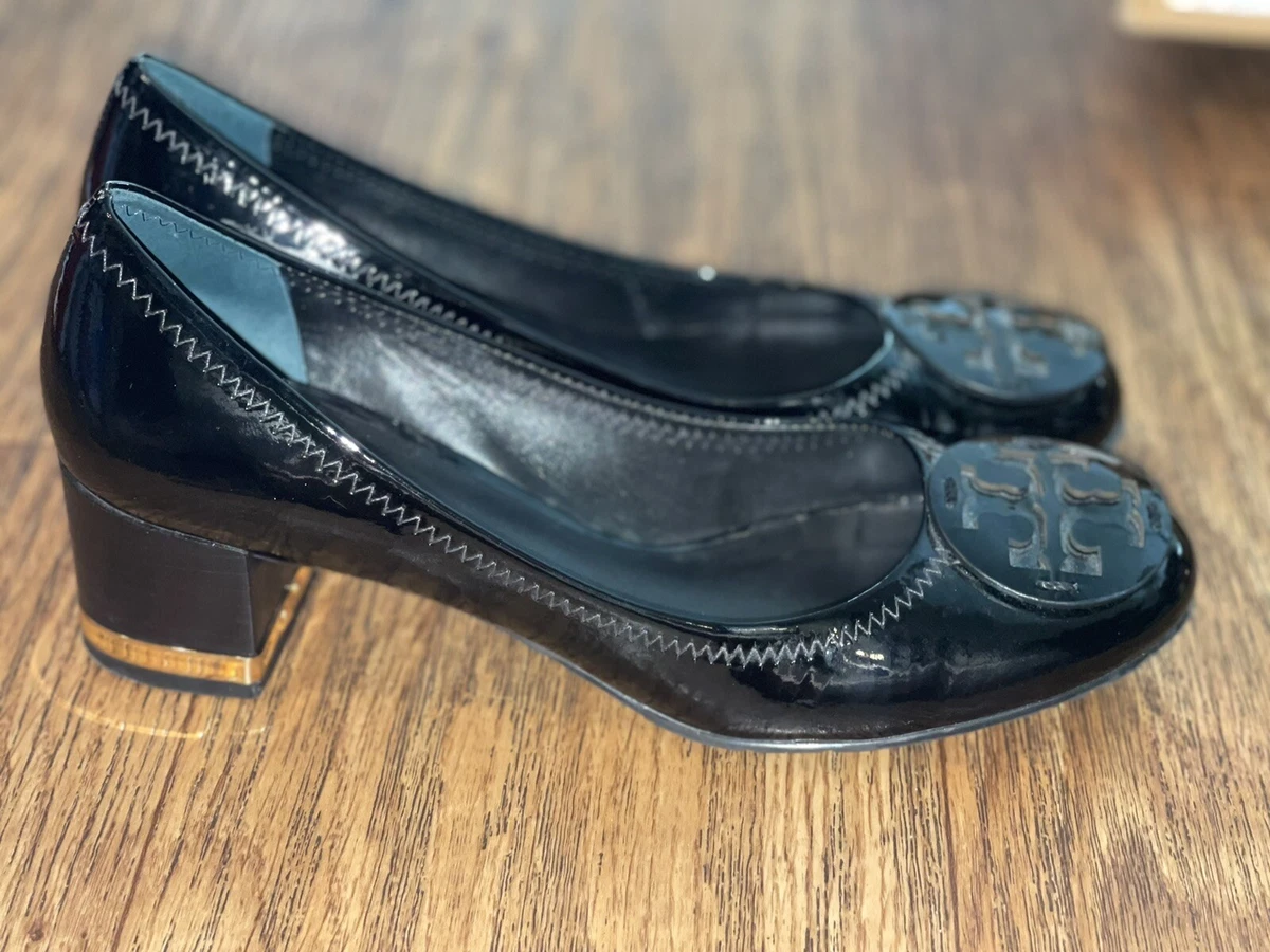 Tory Burch Women s Black Patent Leather Amy Pump Gold Lined Heels Size 8.5 M